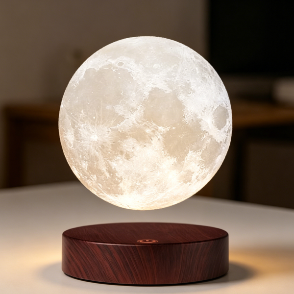 6" Levitating Moon Lamp Wooden Base 3D Print